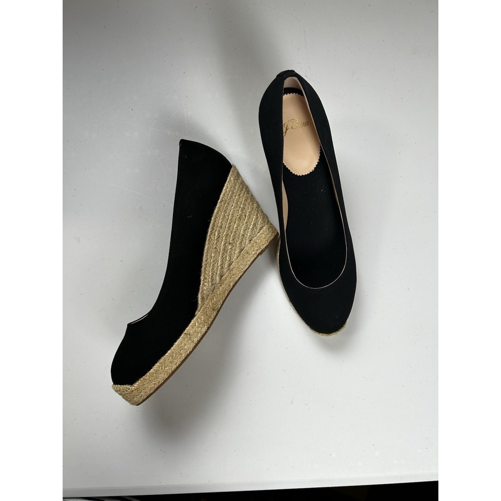 Black Canvas Espadrille Wedge Heels Size 9 NEW - Picture 3 of 6